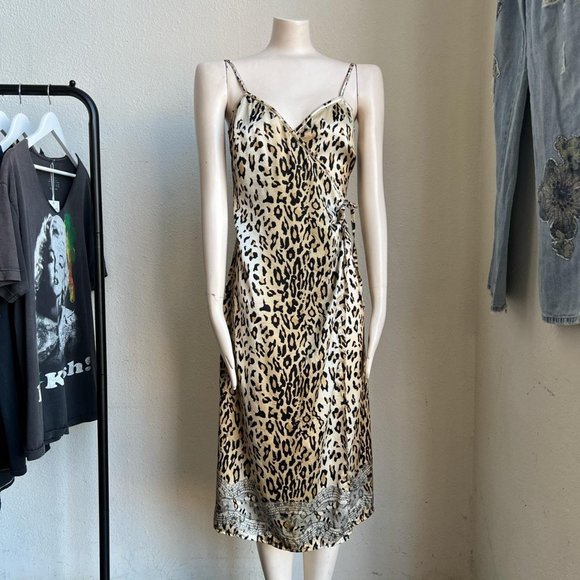 Blumarine Leopard Print Wrap Midi Dress - Picture 1 of 8